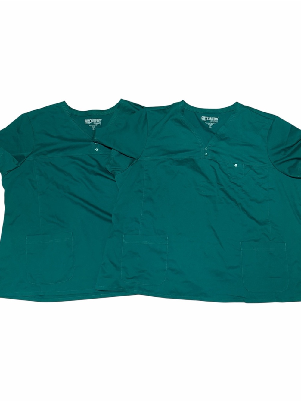 NWT 2 GREY’S ANATOMY SCRUB TOP 3 Pocket V-Neck Tonal Stitch 5xl Green 41340